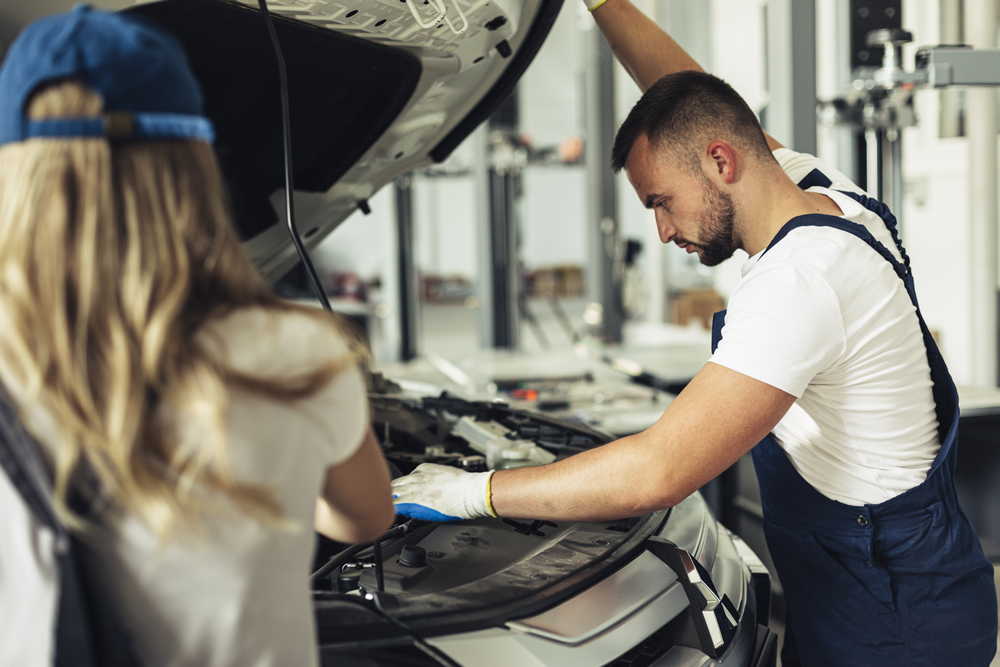 front view car service employees