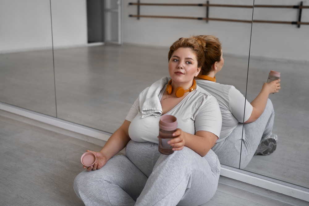 side view professional plus size dancer training