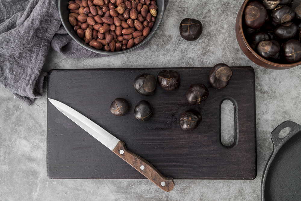 top view chestnuts concept